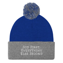 Load image into Gallery viewer, Pom-Pom "God First" Beanie